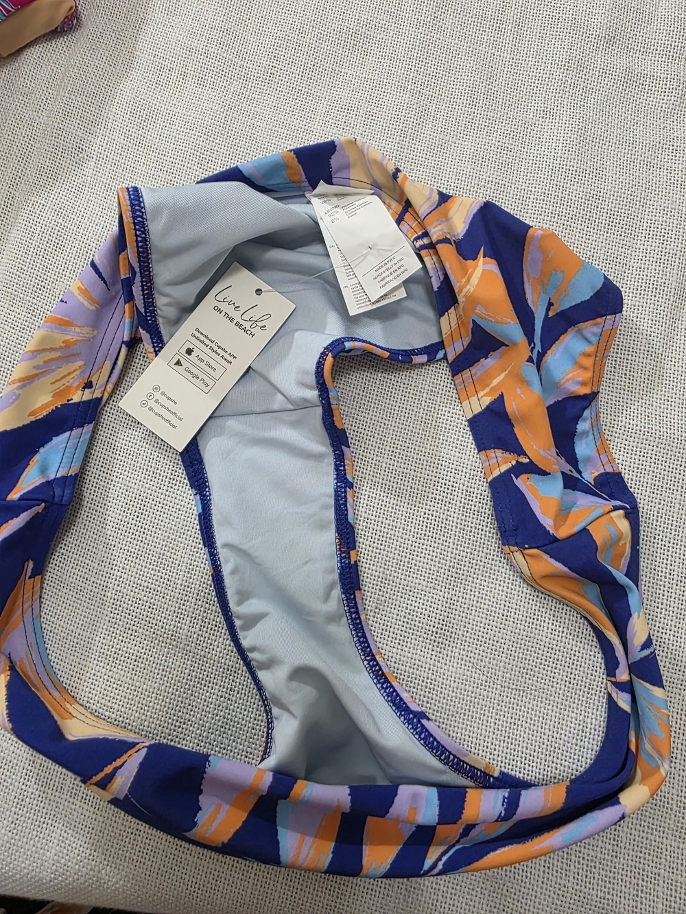 CUPSHE Tropical Leaf Bikini Set Size L Blue Orange NWT - Picture 8 of 8